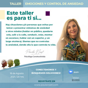 Taller Vivencial  EMOCIONES  Y CONTROL DE ANSIEDAD